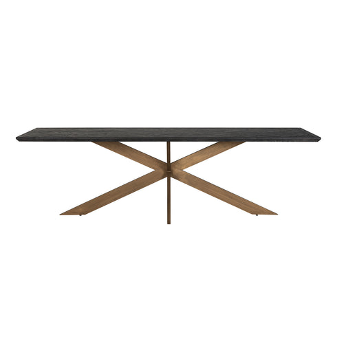 Bonita Parquet Black & Brass Frame Rectangle 8-10 Seater Dining Table Large